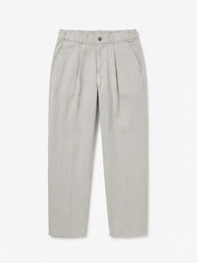 Manfinity Men’s Medium Pleated Pants Beige 100% Cotton Textured Tapered Casual